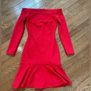 Red off the shoulder fitted Banana Republic dress in size 0